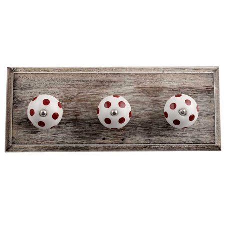 White Cherry Dot Wooden Hooks
